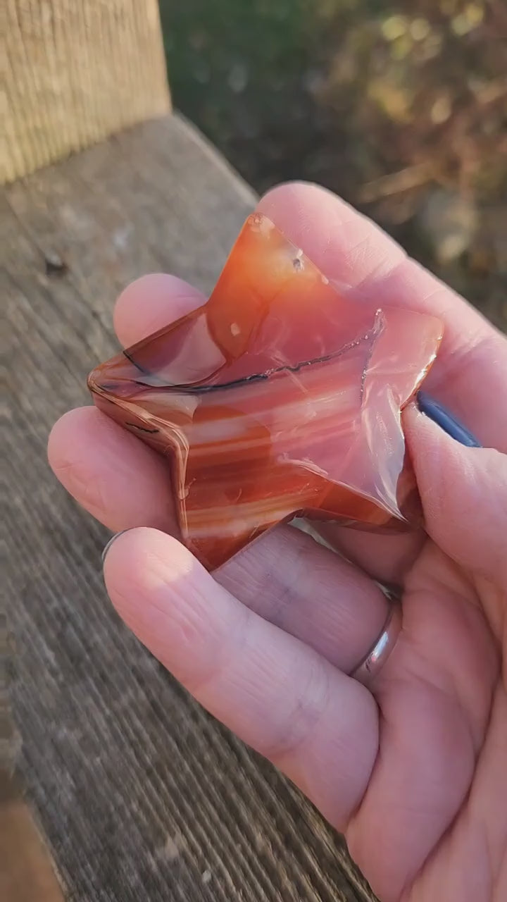 Beautiful 5 Point Carnelian Crystal Small Star with High Polish