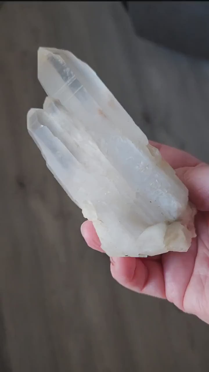 Clear Quartz Crystal Cluster, Large from Madagascar, Light Peach Tone