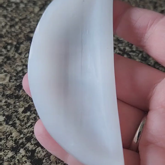 Beautiful Selenite Crystal Half Moon Shallow Bowl Tray Charging