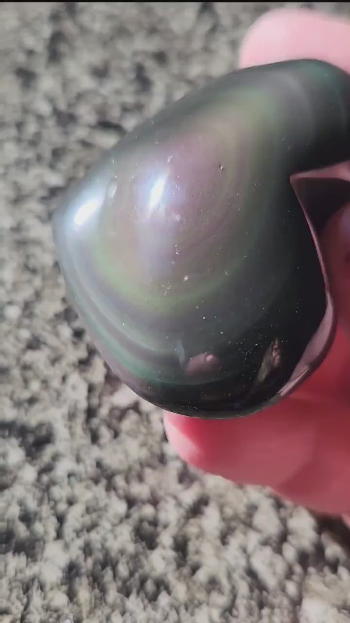 Rainbow Obsidian Crystal Thick Heart