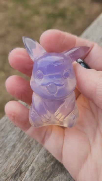 Super Cute Pink Opalite Pikachu with High Polish