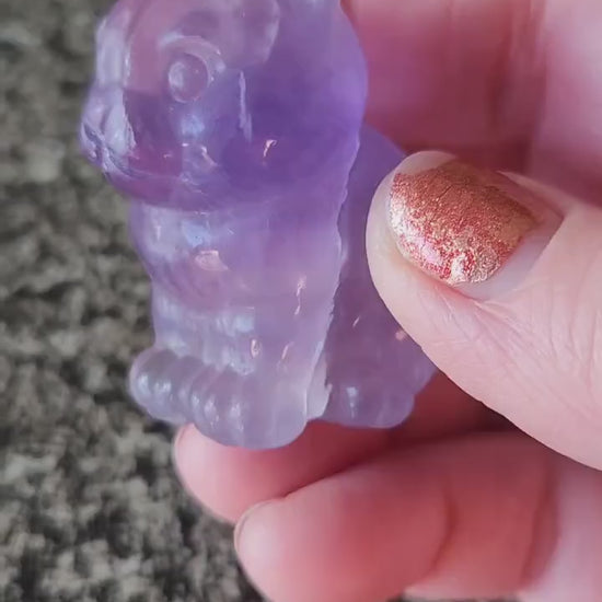 Light Purple Fluorite Carved Sitting Cat