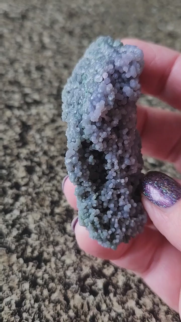 Beautiful Rare Grape Agate Crystal Rock Specimen, Bi-colored Purple & Green, Purple Chalcedony