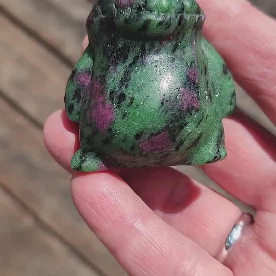 Sparkly Ruby Zoisite Oogie Boogie Crystal Carving, Ghost, Halloween, Nightmare Before Christmas