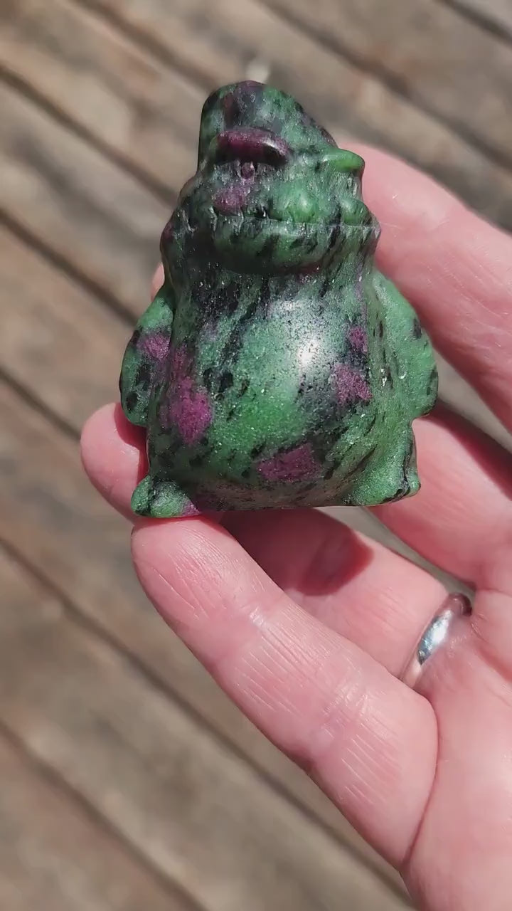 Sparkly Ruby Zoisite Oogie Boogie Crystal Carving, Ghost, Halloween, Nightmare Before Christmas