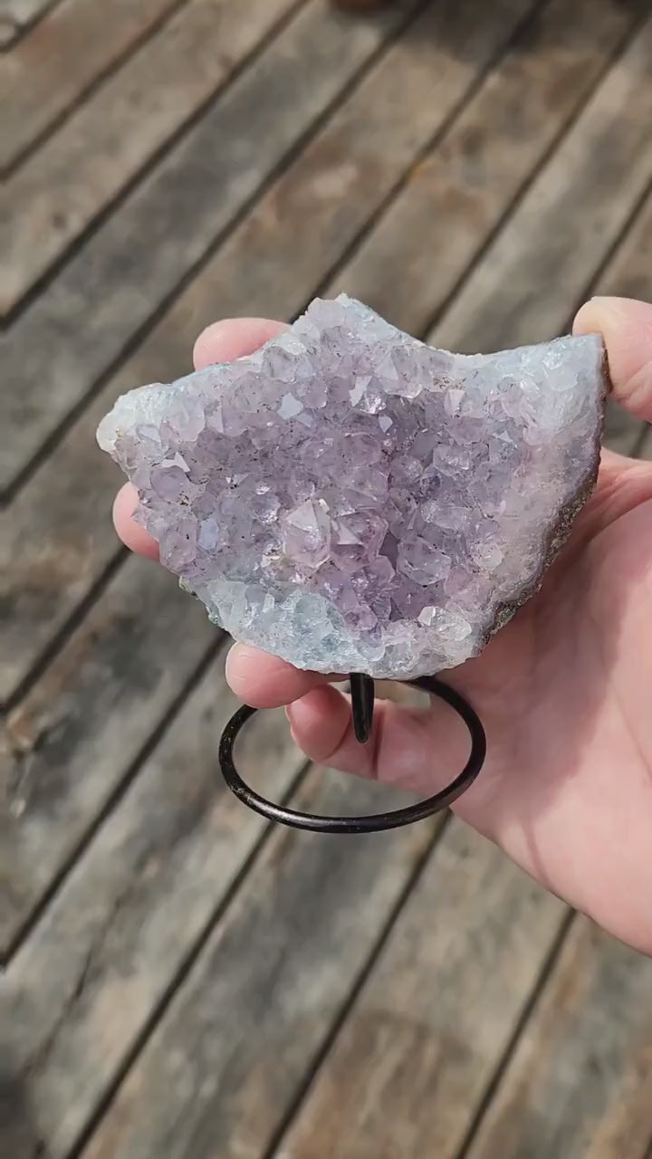 Beautiful Purple Amethyst Free Form with metal stand