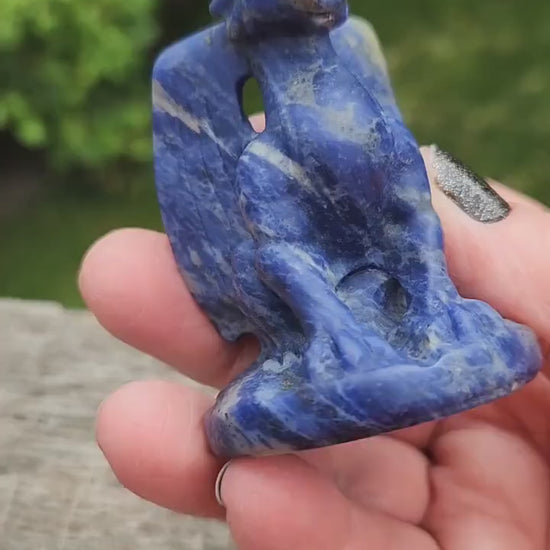 Sodalite Crystal Dragon Carving - DnD, Decor