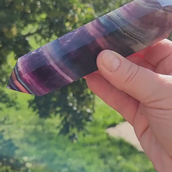 Beautiful Colorful Extra Large Candy Rainbow Fluorite Crystal DT, Double Terminated Point