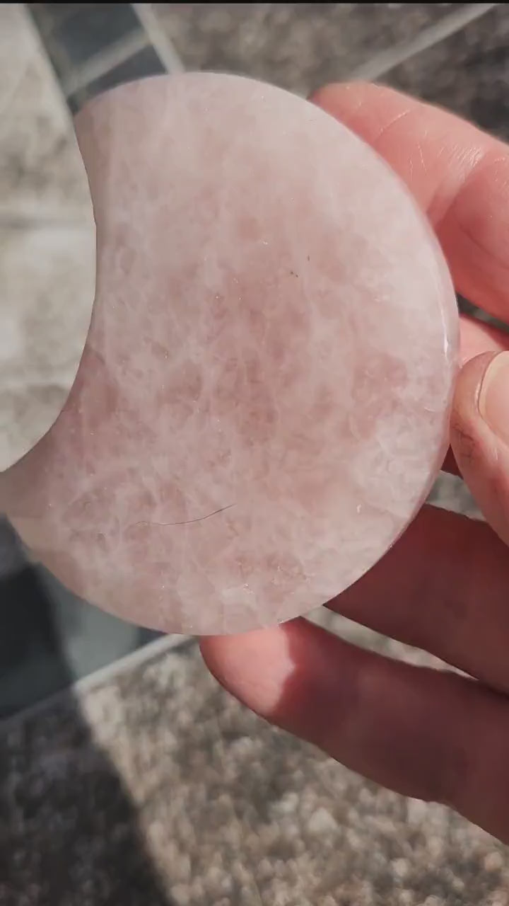 Rose Quartz Half Moon Crystal Shallow Bowl Or Dish: Decorative Small Tray