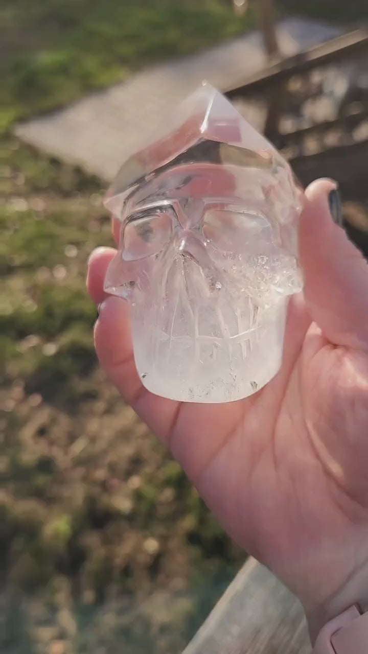 Amazing AAA Six Point Clear Quartz Unique Cool Crystal Skull, Brazilian