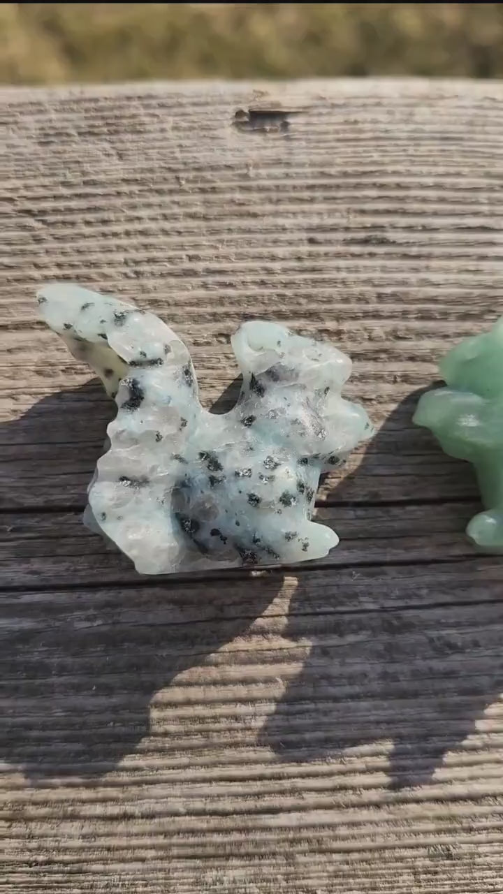 Kiwi Jasper or Green Aventurine Carved Squirrel: Natural Crystal Figurine, One