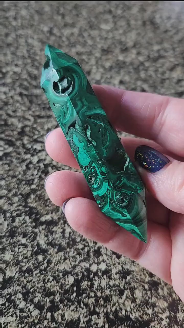 Stunning AAA Malachite Crystal Double Terminated, Amazing Colors, DT, Point