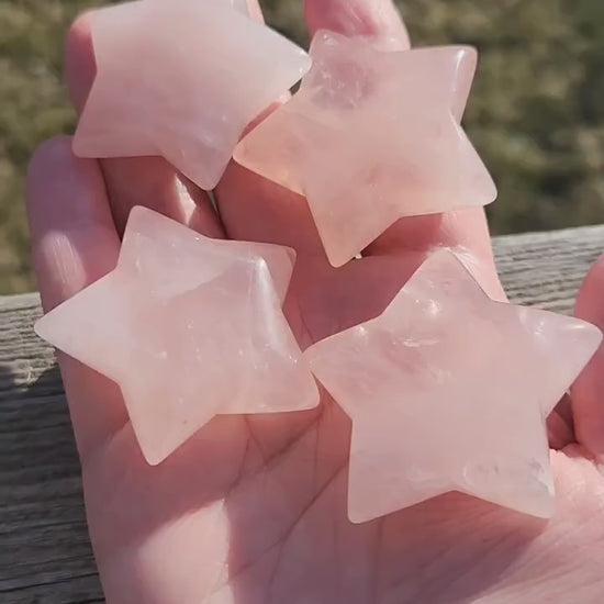 AAA Rose Quartz Crystal Small Star, High Polish Pocket Stone, One