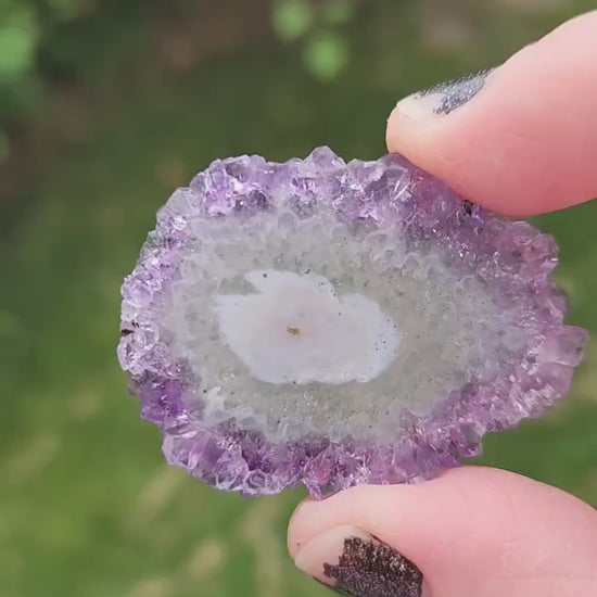 Purple Amethyst Slice Crystal Specimen with Stand, Medium
