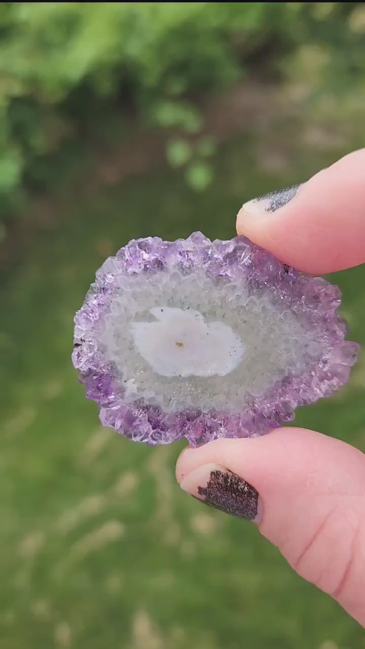 Purple Amethyst Slice Crystal Specimen with Stand, Medium