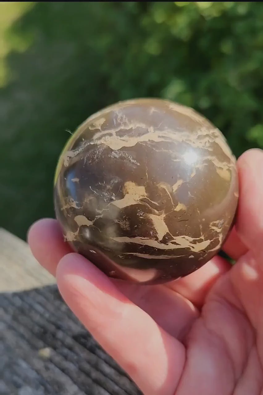 Polished Coffee Jasper Crystal Sphere, Coffee Bean Stone