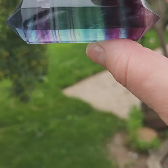 Beautiful Colorful Candy Rainbow Fluorite Crystal DT, Double Terminated Point, Medium