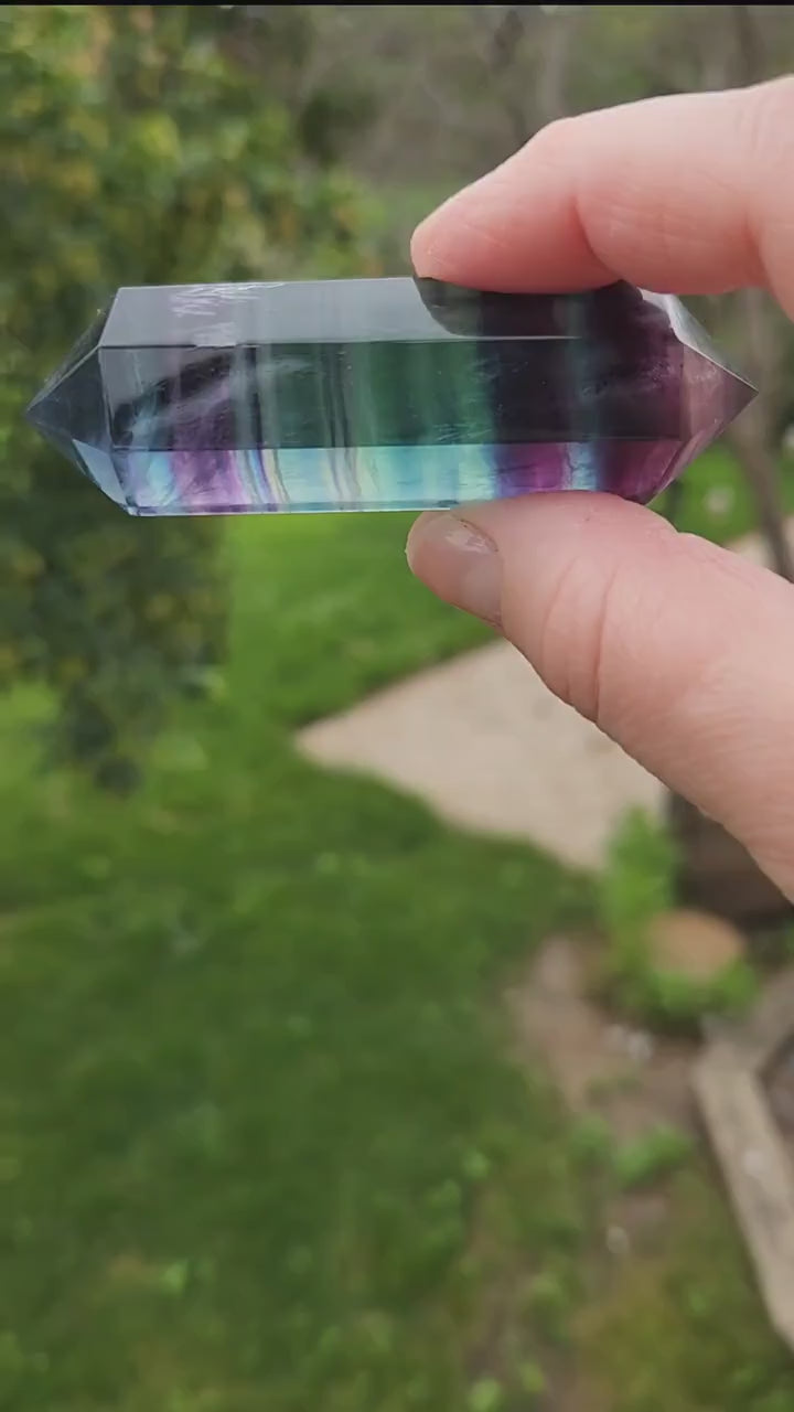 Beautiful Colorful Candy Rainbow Fluorite Crystal DT, Double Terminated Point, Medium