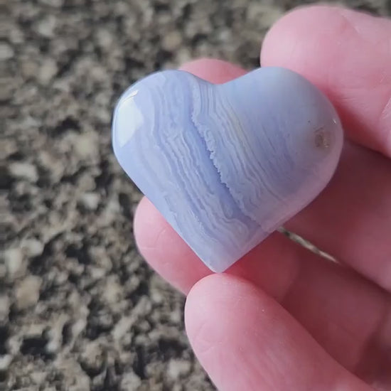 Gorgeous AAA Blue Lace Agate Crystal Stone Small Heart with Druzy Cave Portal