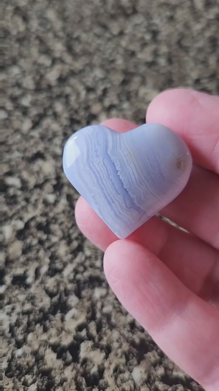 Gorgeous AAA Blue Lace Agate Crystal Stone Small Heart with Druzy Cave Portal