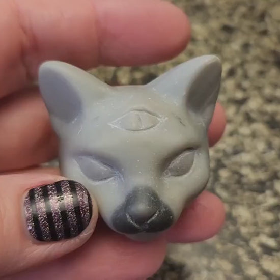 Beautiful Unique Sphinx Cat Head With Third Eye Crystal, 1 Cat