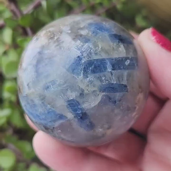 Blue Kyanite with Quartz Sphere with Black Tourmaline Inclusions