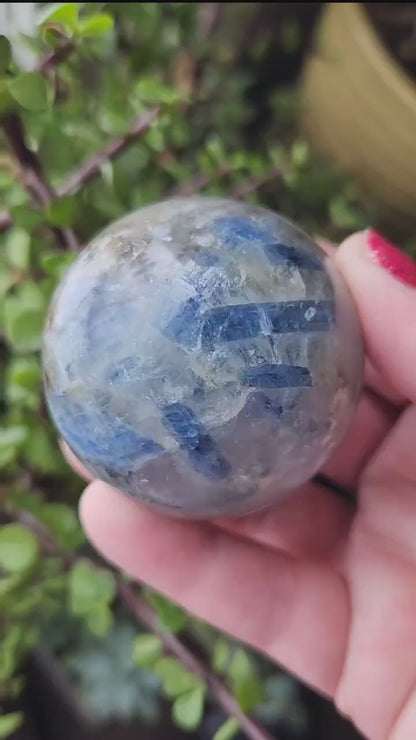 Blue Kyanite with Quartz Sphere with Black Tourmaline Inclusions
