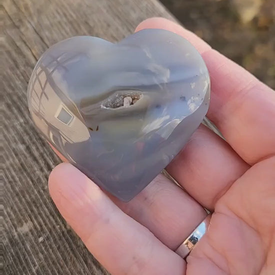 Beautiful Druzy Agate Crystal Rock Heart with banding