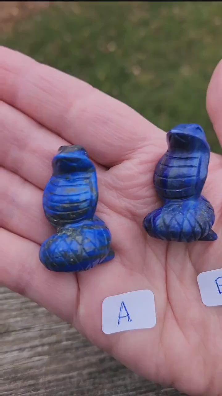 Carved Lapis Lazuli Cobra Snake: Crystal Carving, One