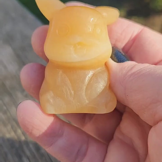 Super Cute Yellow Calcite Pikachu Natural Stone Crystal