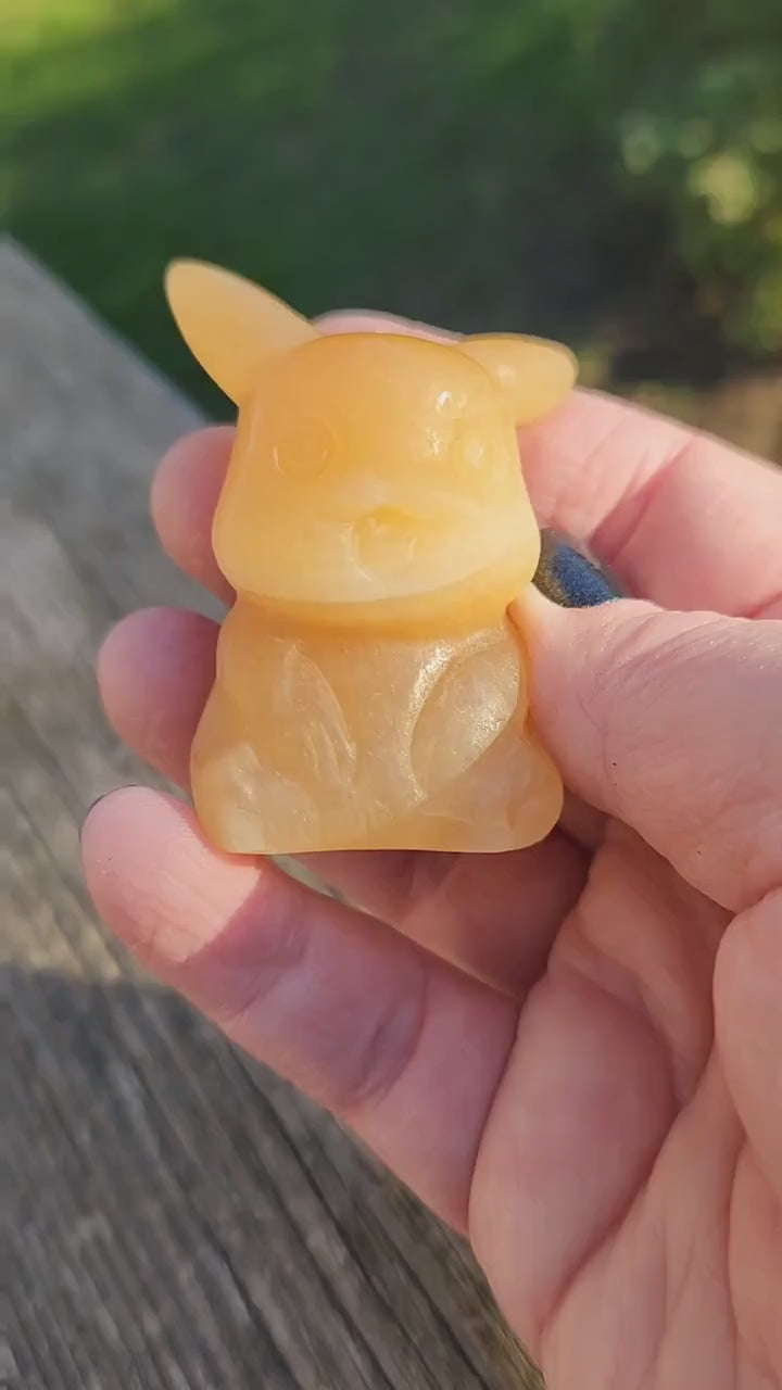 Super Cute Yellow Calcite Pikachu Natural Stone Crystal