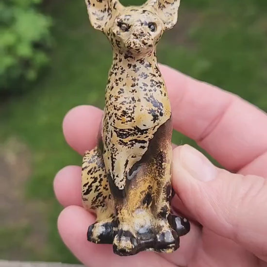 Super Cool Picture Jasper Sitting Cat Natural Stone Crystal, Sphynx