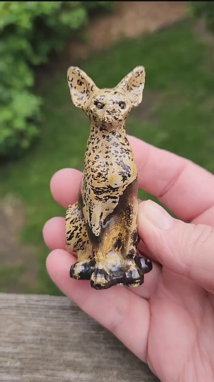 Super Cool Picture Jasper Sitting Cat Natural Stone Crystal, Sphynx