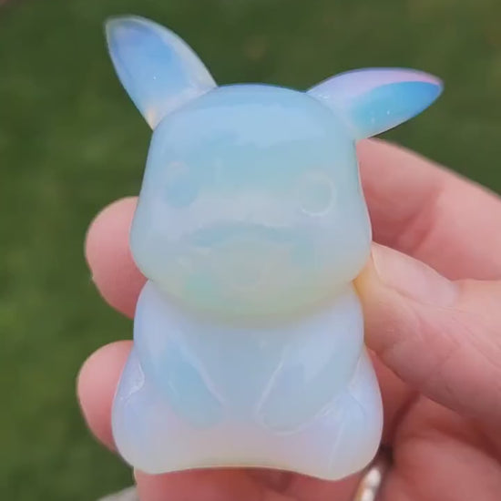 Opalite Pikachu Figurine: High Polish Crystal Carving