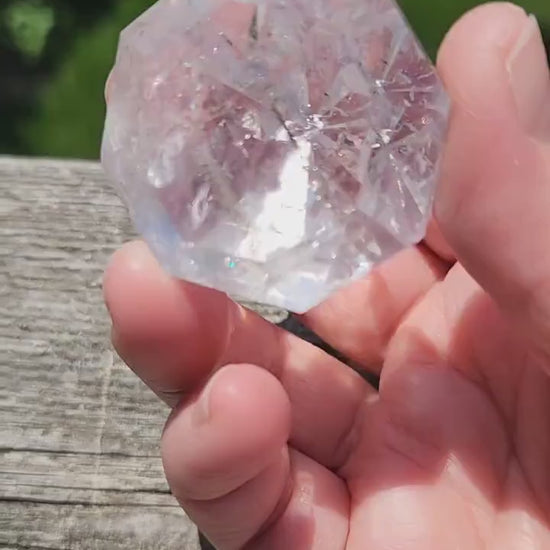 Clear Quartz Crystal Faceted Diamond, Energy Work, Extractor, Small
