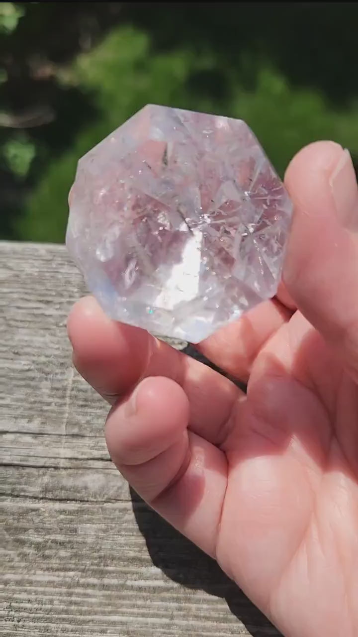 Clear Quartz Crystal Faceted Diamond, Energy Work, Extractor, Small