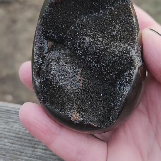 Beautiful AAA High Quality Septarian Dragon Rock Egg Crystal with stand