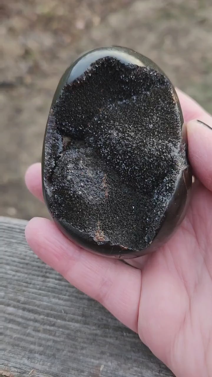 Beautiful AAA High Quality Septarian Dragon Rock Egg Crystal with stand