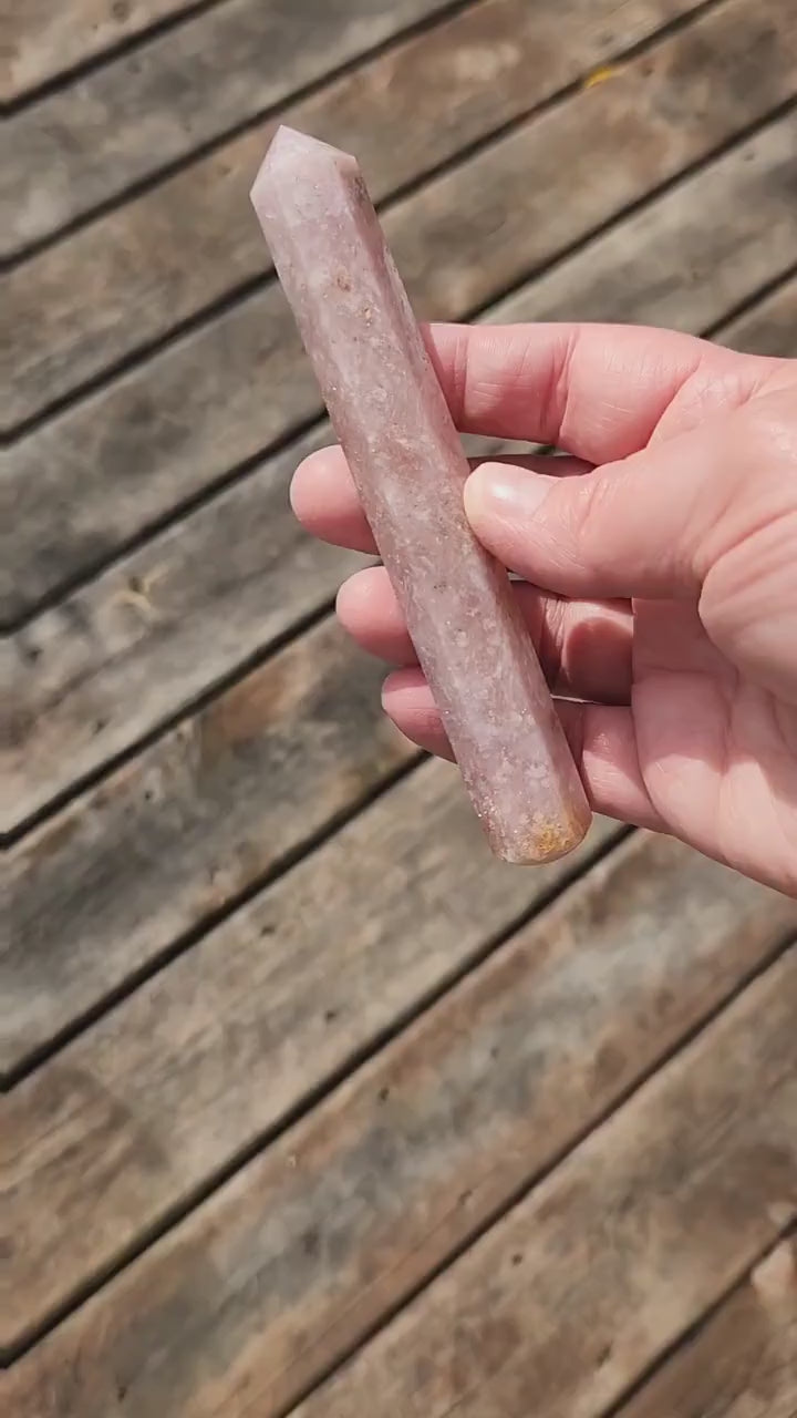 Beautiful Smooth Sparkly 6 Point High Quality Pink Amethyst Crystal Wand, Heart Chakra