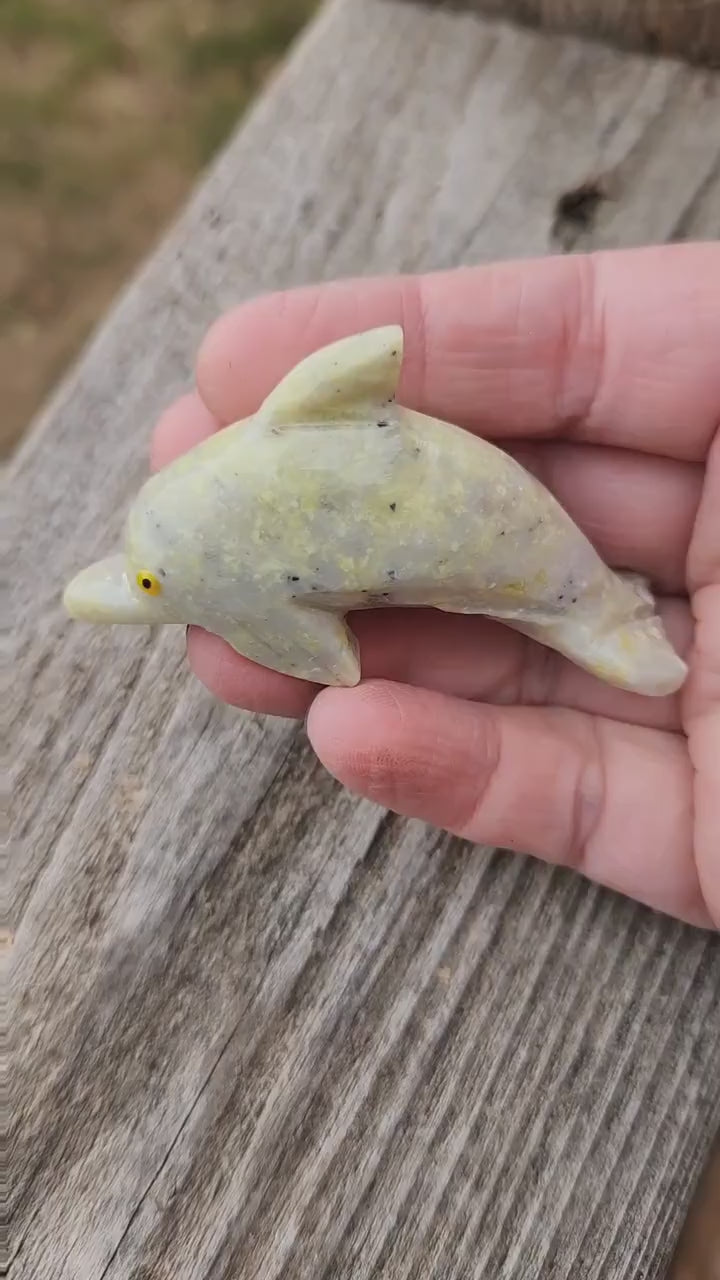 Beautiful Small Dolomite and Calcite Dolphin Crystal High Polish Stone Carving