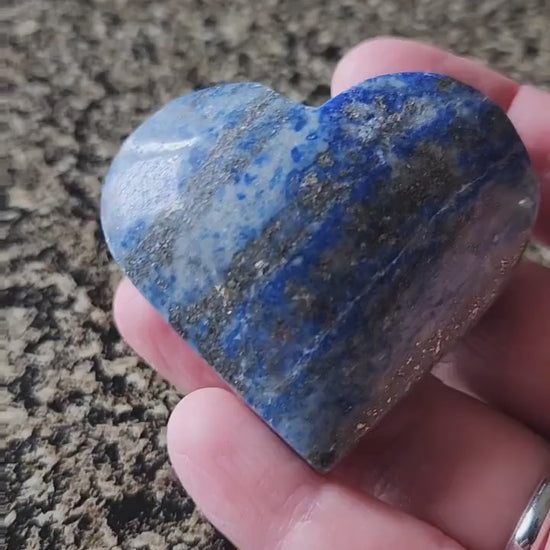 Gorgeous AAA Thick Lapis Lazuli Crystal Stone Heart with a lot of pyrite