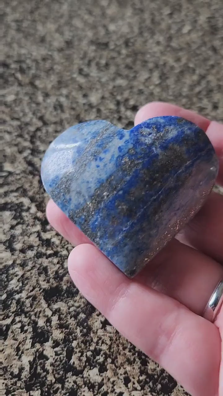 Gorgeous AAA Thick Lapis Lazuli Crystal Stone Heart with a lot of pyrite