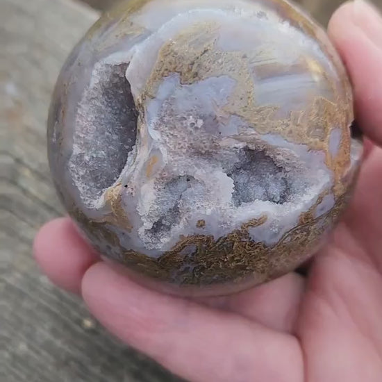 Gorgeous AAA Juicy Druzy Moss Agate Crystal Stone Sphere with caves