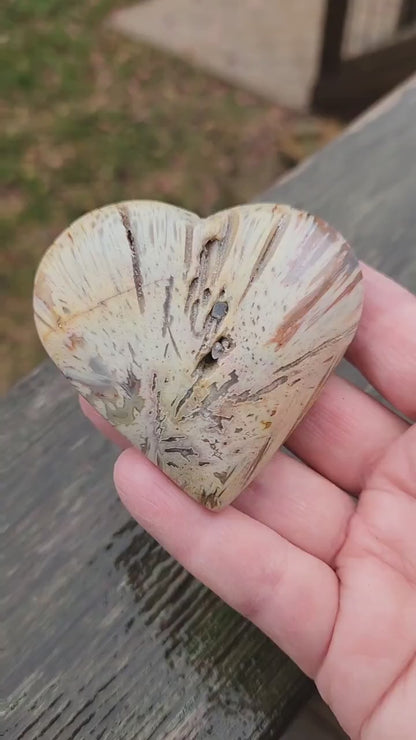 Gorgeous Druzy High Polished Bahia Jasper Crystal Heart Crystal Pockets