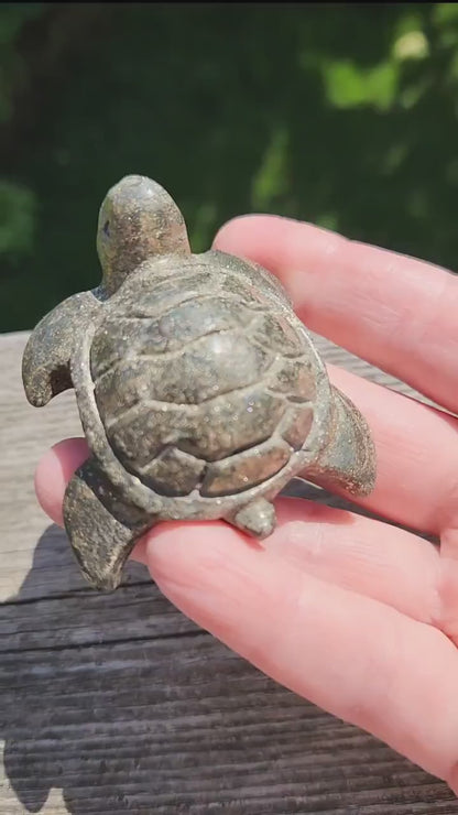 Pyrite Turtle Crystal Carving