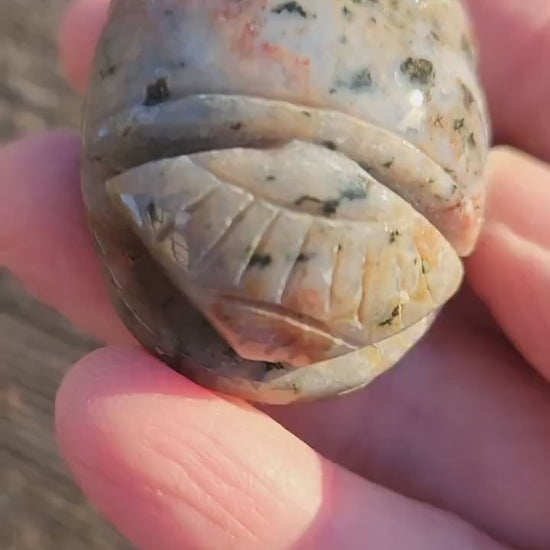 Ocean Jasper Polished Scarab Beetle Crystal Carving