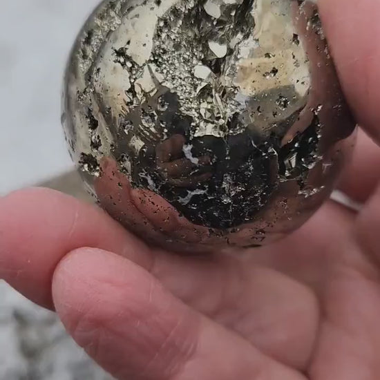 Beautiful AAA Pyrite Sphere Natural Stone Crystal with Caves