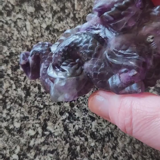 Crazy Cool Beautiful AAA Natural Purple Fluorite Crystal Carved Dragon, Year of the Dragon, DnD