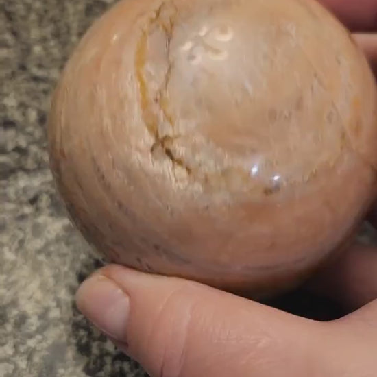 Peach Moonstone Sphere with Flash