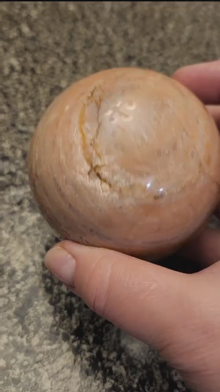 Peach Moonstone Sphere with Flash